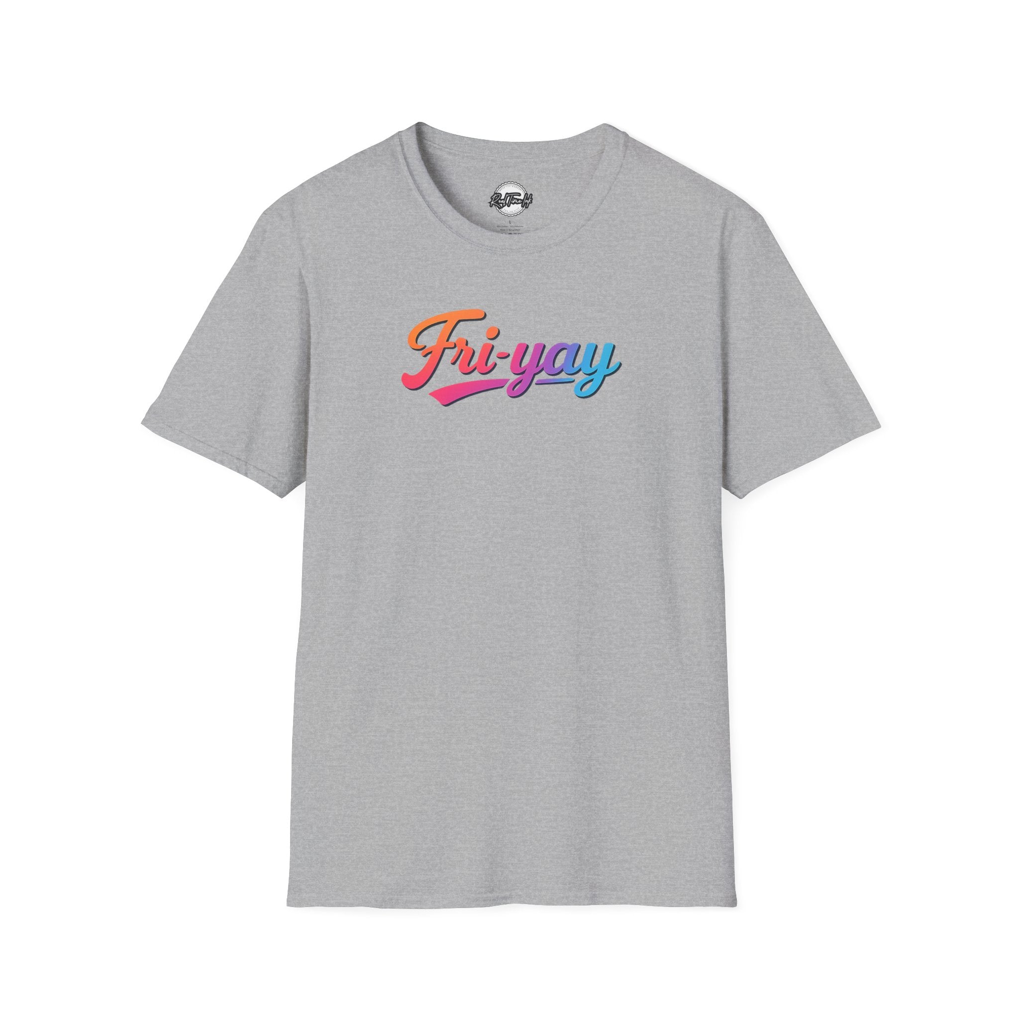 Fri-yay Graphic T-Shirt — Retro Rainbow Weekend Tee