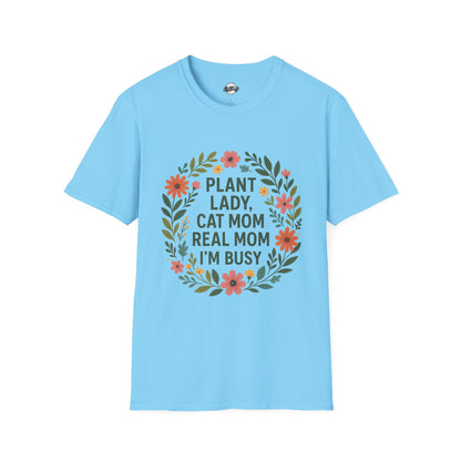 Plant Lady Cat Mom T-Shirt - Unisex Softstyle Tee for Nature Lovers