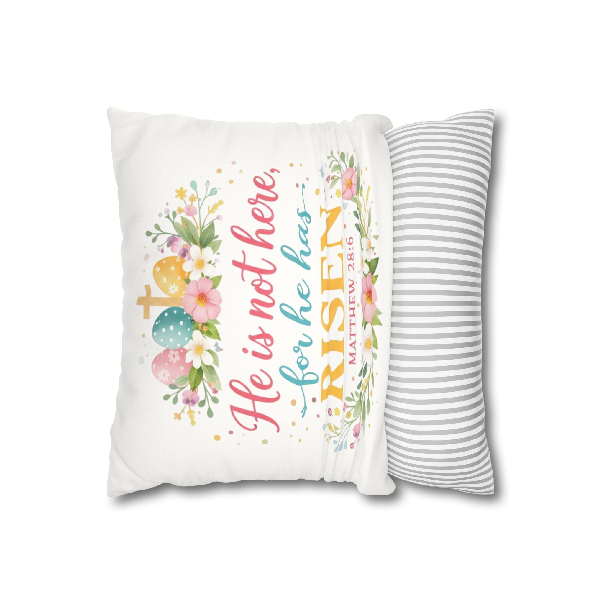 He Is Not Here for He Has Risen Pillowcase | Easter Scripture Decorative Pillow