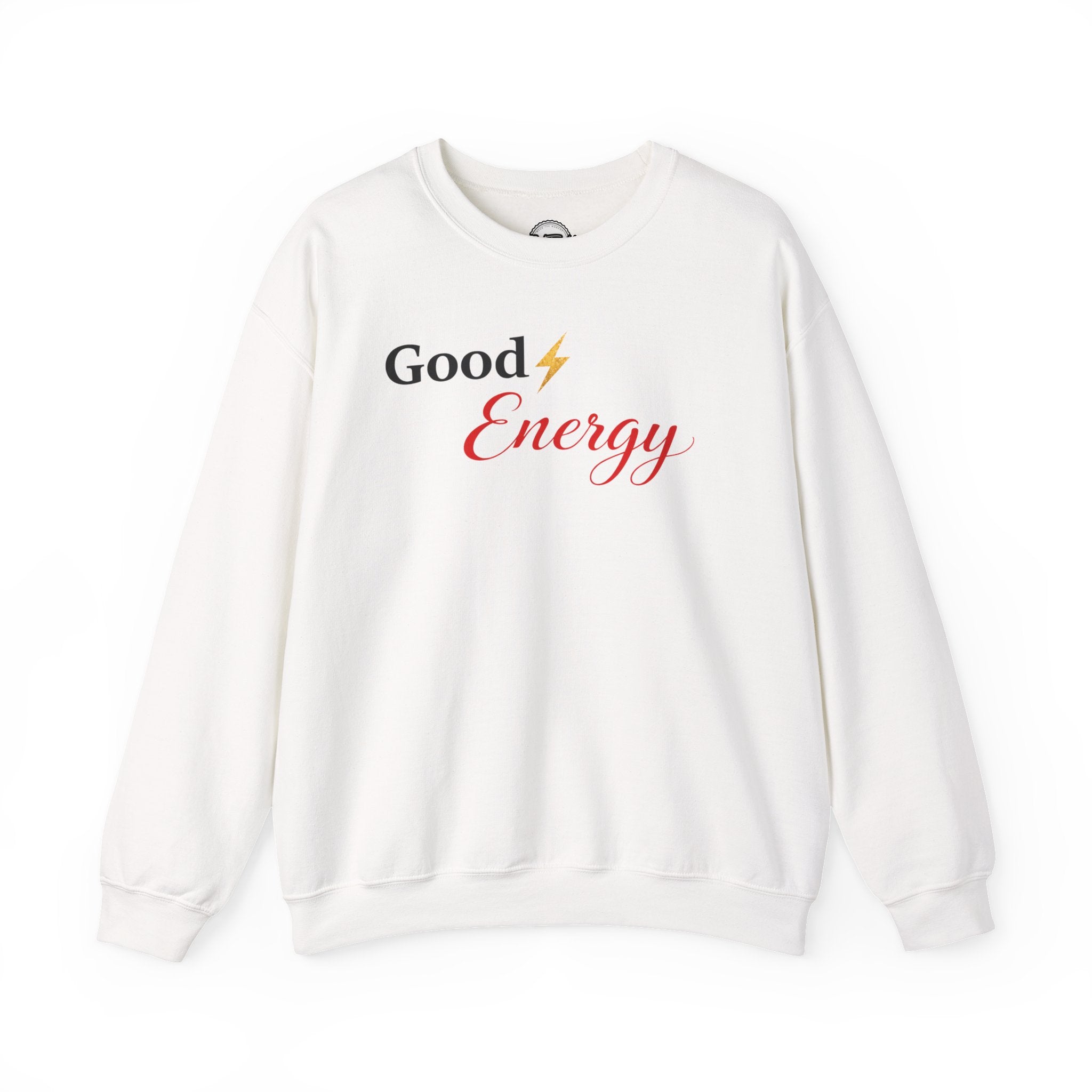 Good Energy Crewneck Sweatshirt — Positive Vibes Lightning Graphic