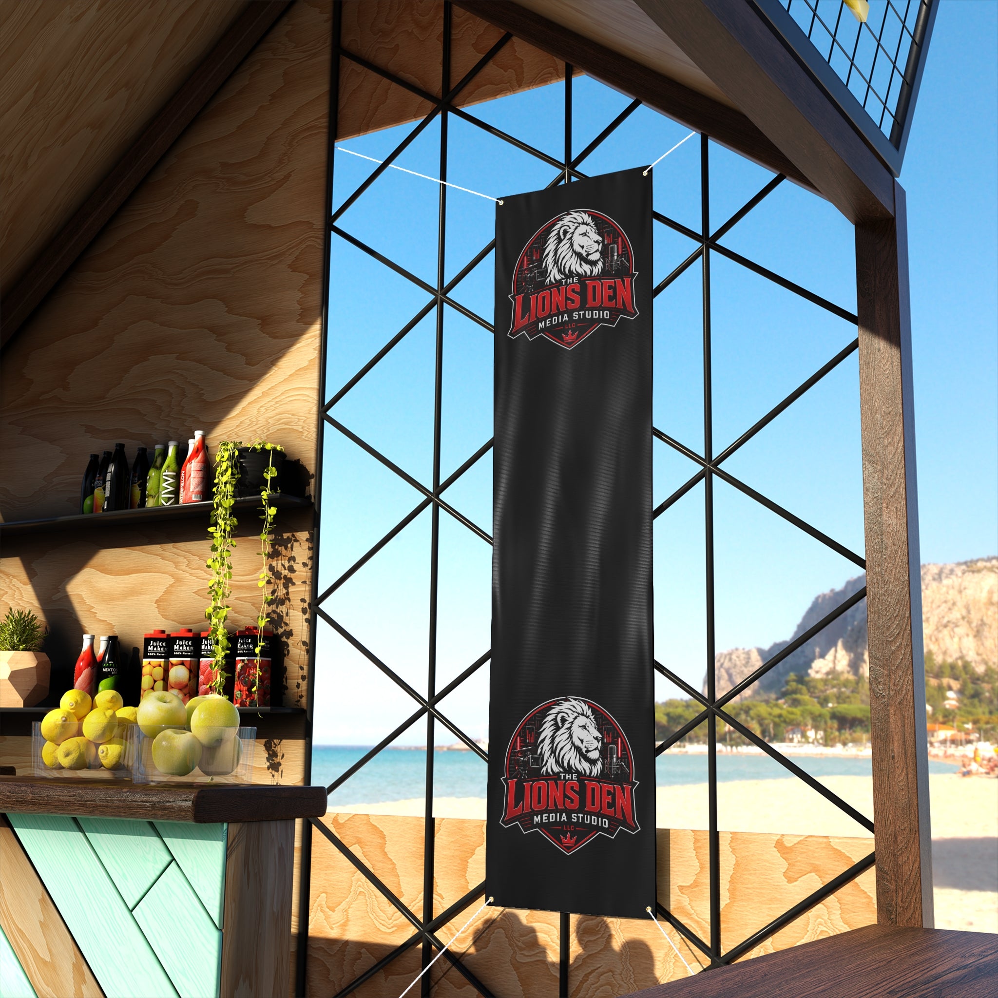 The Lions Den Media Studio Matte Banner