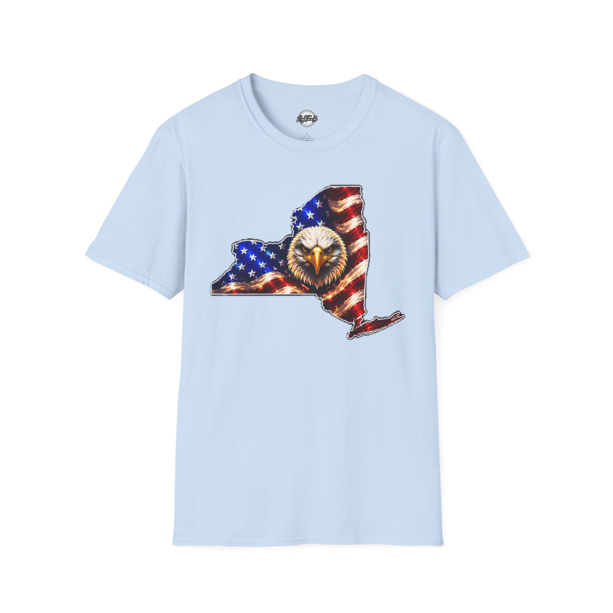 Patriotic New York State T-Shirt - American Flag Eagle Graphic