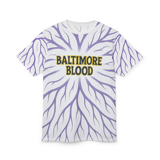 Baltimore Blood Unisex Tee, AOP Shirt, Family Heritage Gift, Baltimore Pride Apparel, Unique Graphic Tee, Comfortable Casual Wear