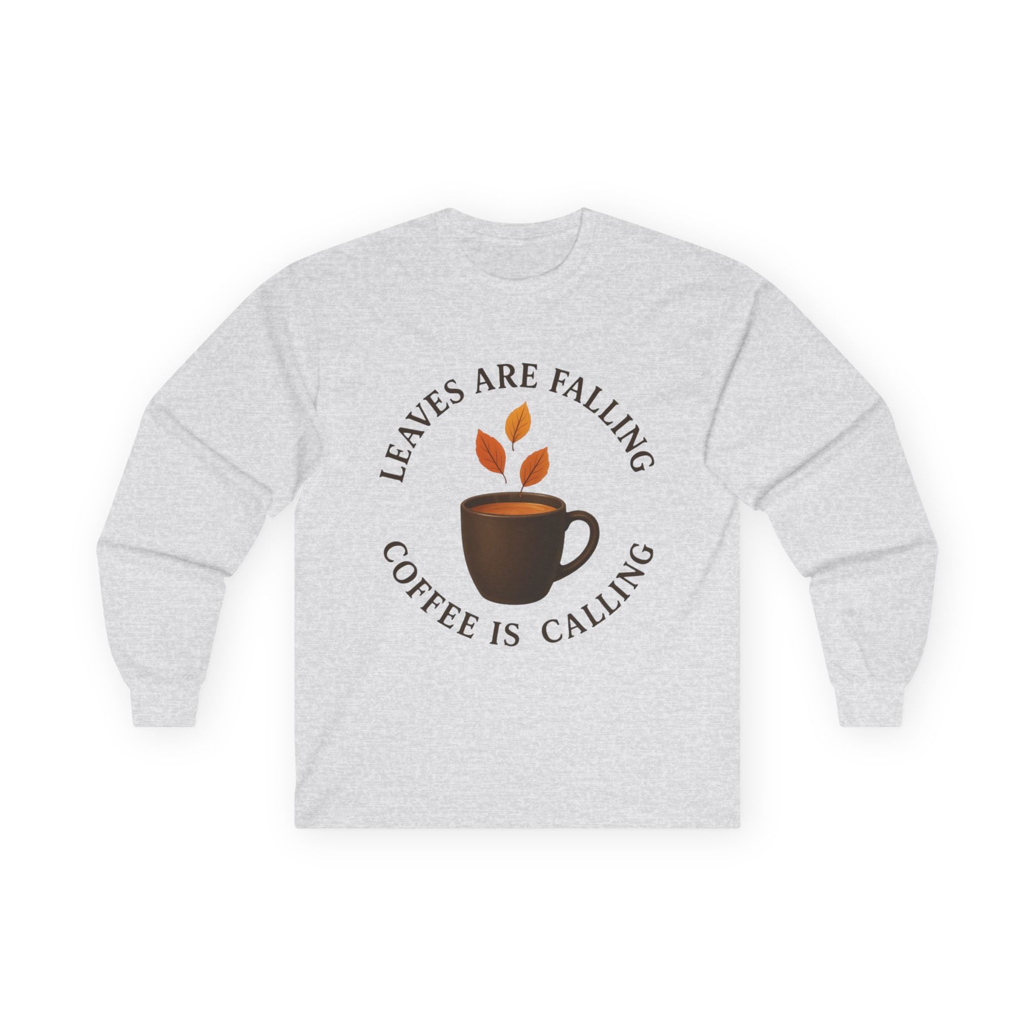 Fall-Themed Long Sleeve Tee, Cozy Autumn Shirt, Coffee Lover's Gift, Perfect for Thanksgiving, Stylish Layering Top