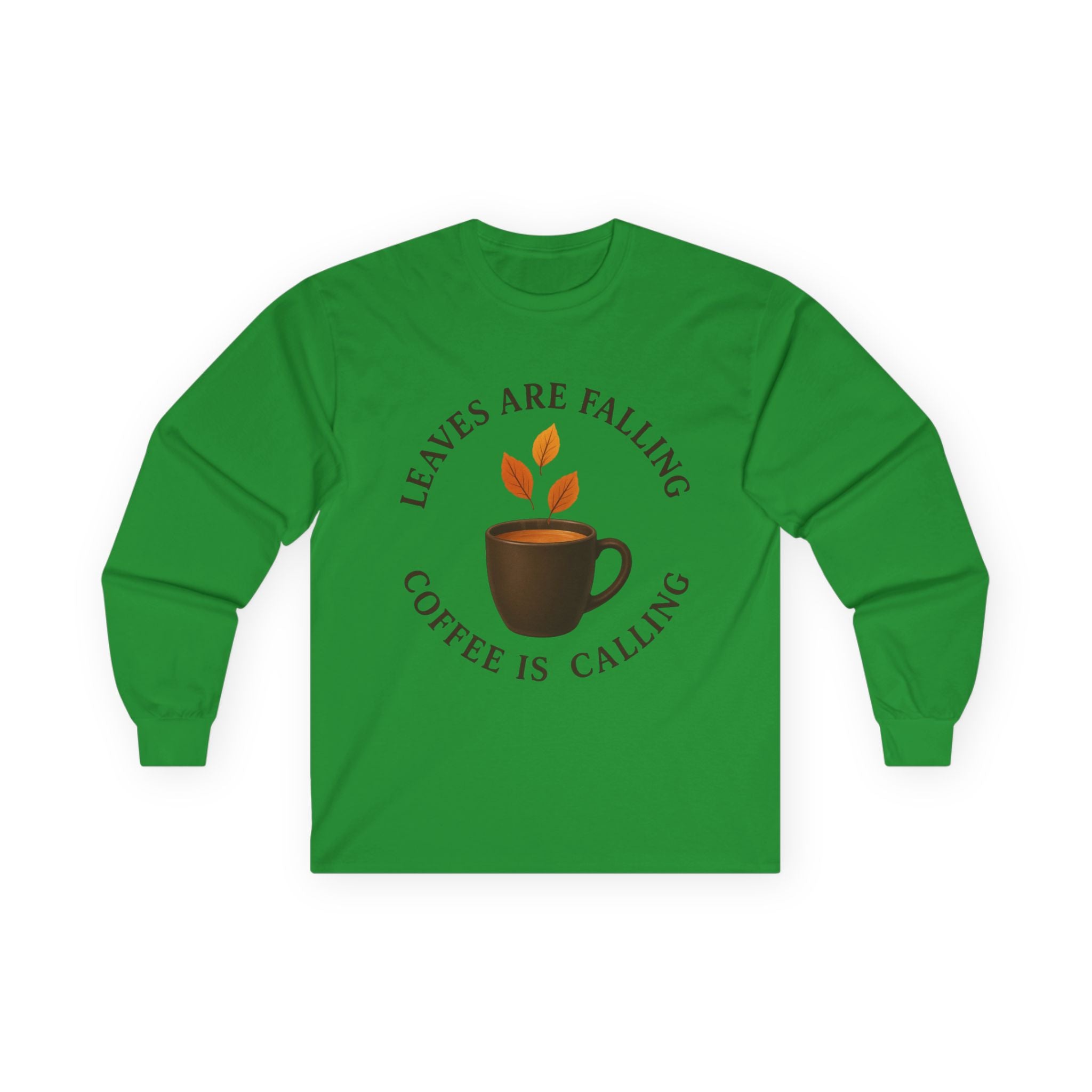 Fall-Themed Long Sleeve Tee, Cozy Autumn Shirt, Coffee Lover's Gift, Perfect for Thanksgiving, Stylish Layering Top