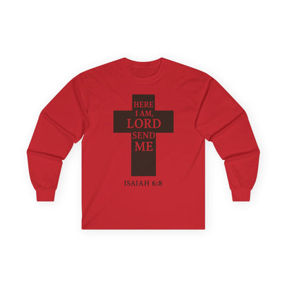 Christian Long Sleeve Tee - 'Here I am Lord, send me'