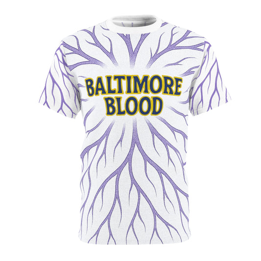 Baltimore Blood Unisex Tee, AOP Shirt, Family Heritage Gift, Baltimore Pride Apparel, Unique Graphic Tee, Comfortable Casual Wear