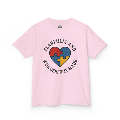 Fearfully and Wonderfully Made Kids Tee - Puzzle Heart Design