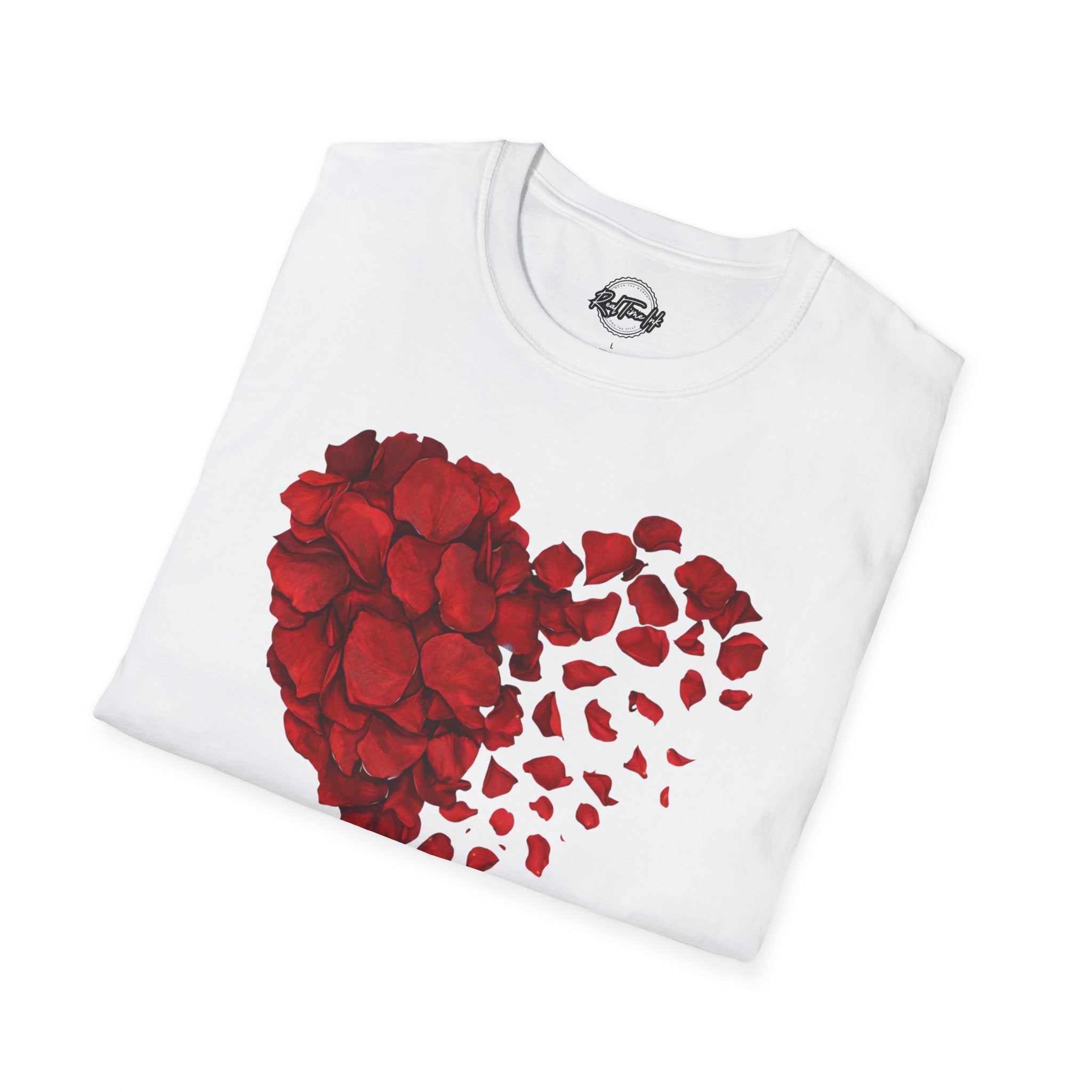 Disintegrating Rose Petal Heart T-Shirt — Floral Heart Design