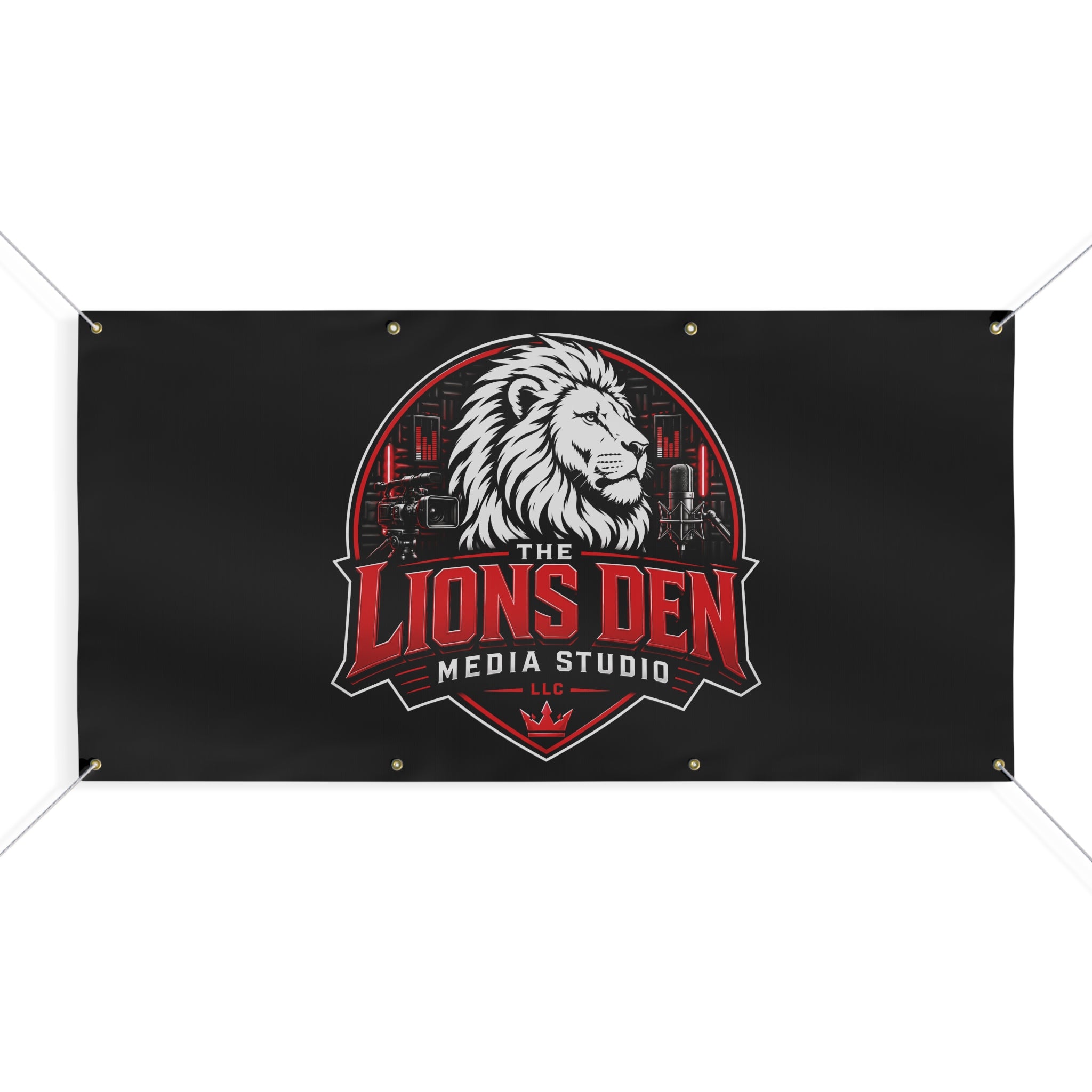 The Lions Den Media Studio Matte Banner