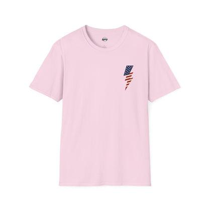Patriotic Lightning Bolt T-Shirt, American Flag Tee, Unisex Casual Wear, Gifts for Independence Day, Fourth of July Apparel, Summer Style