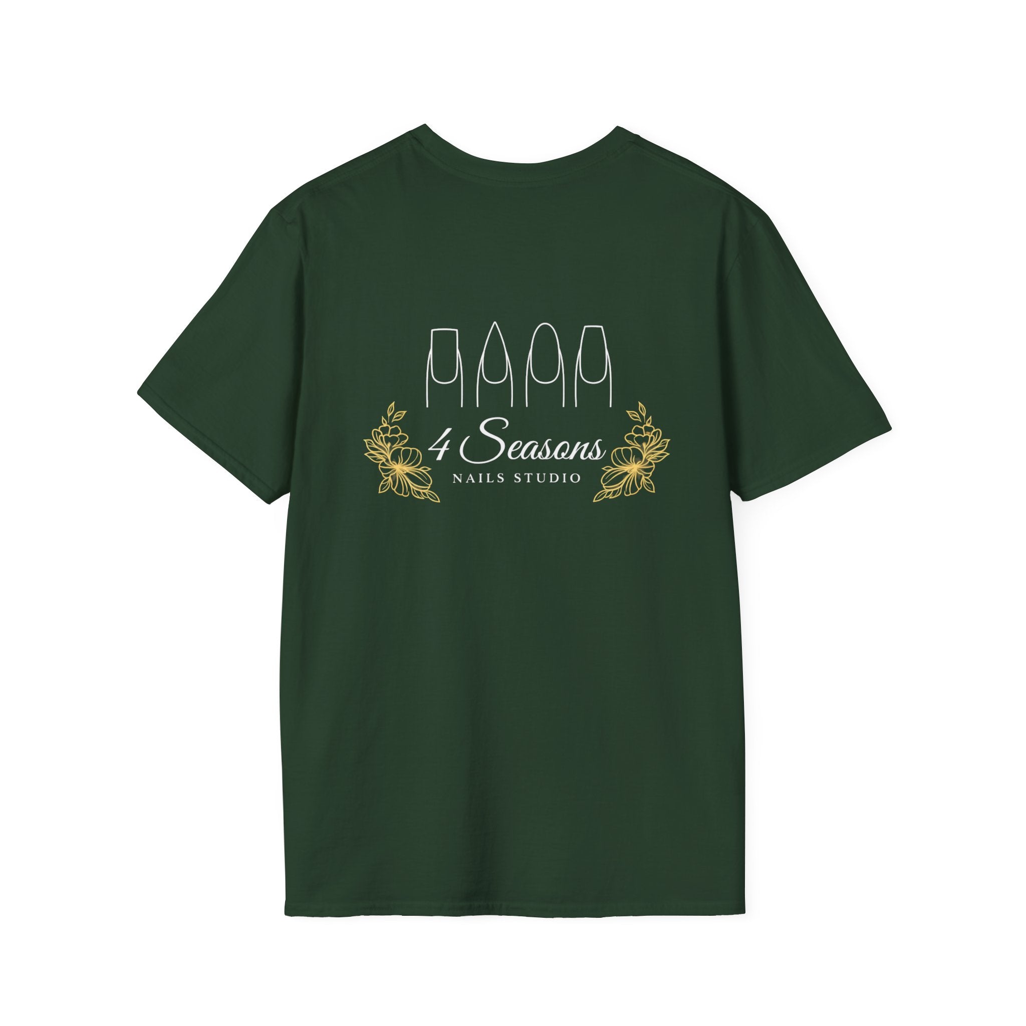 4 Seasons Nails Studio T-Shirt — Nail Tech Logo Tee (Front & Back)