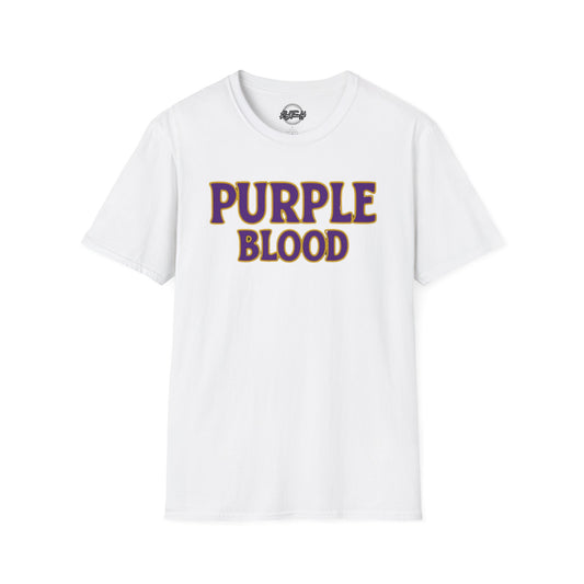 Purple Blood Graphic T-Shirt | Unisex Softstyle Tee for Fans, Casual Wear, Gift Ideas, Birthday, Halloween, Sports Events