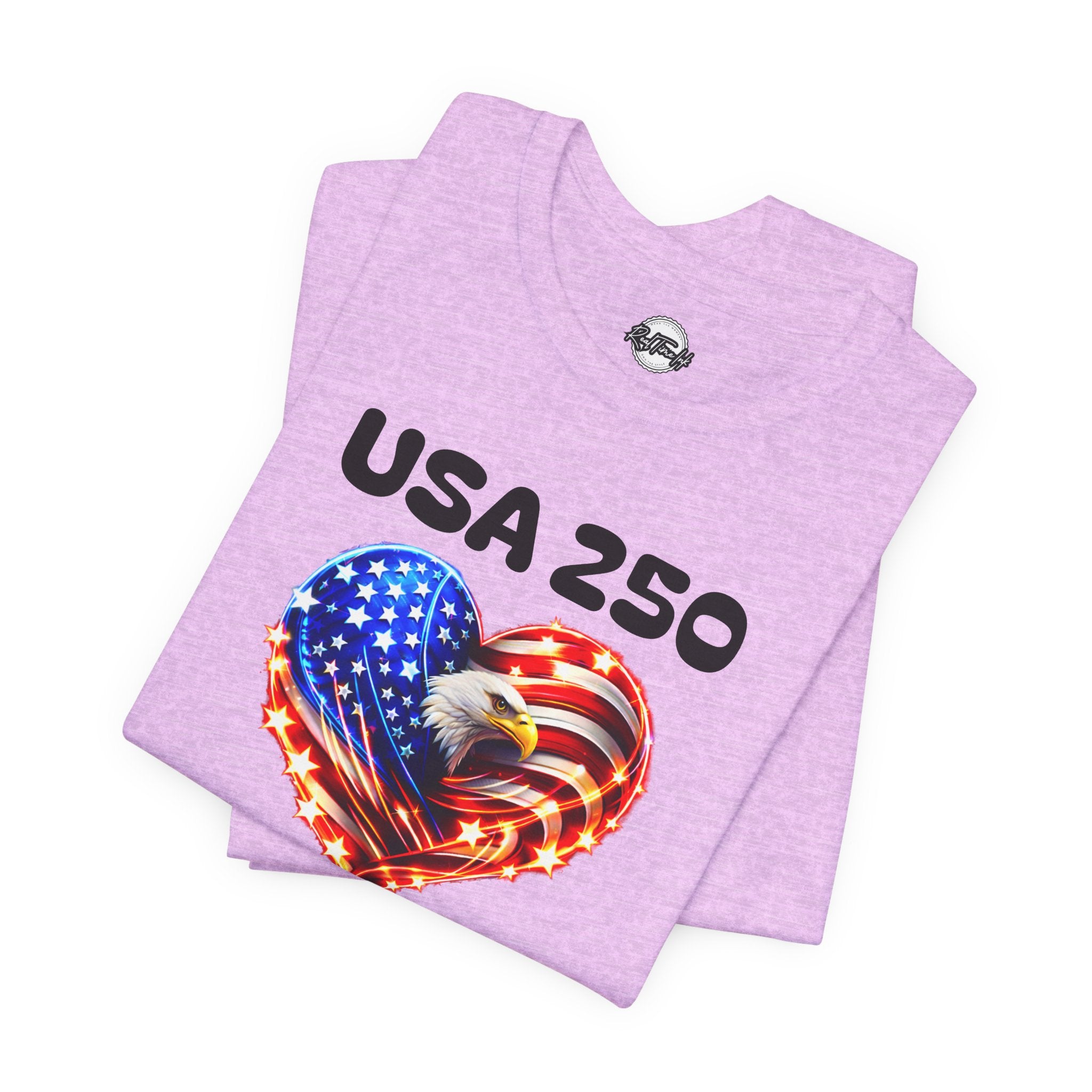 USA 250 Heart Flag T-Shirt — Patriotic Bald Eagle Tee for Independence Day