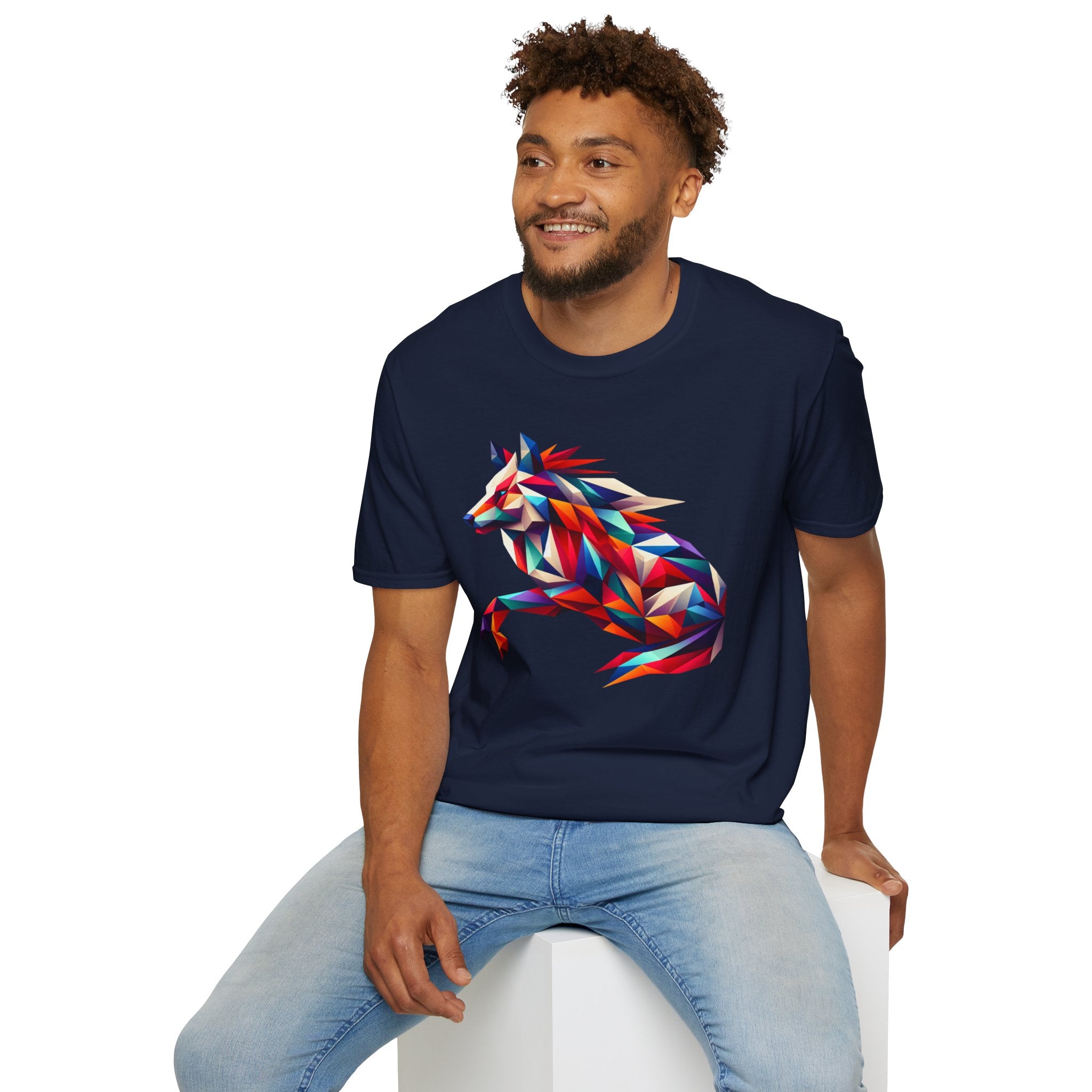 Colorful Geometric Wolf T-Shirt | Unisex Softstyle Tee