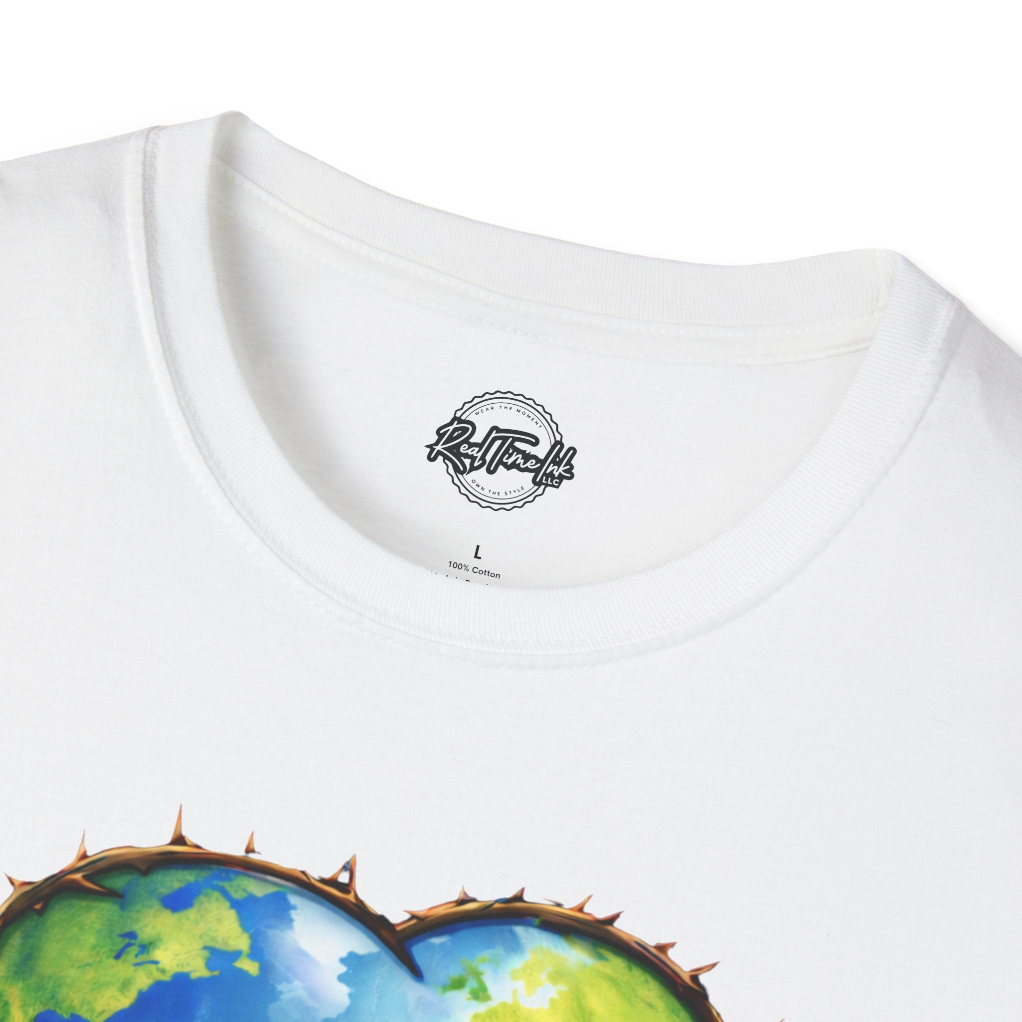 John 3:16 Heart Globe Christian T-Shirt — "For God so loved the world" Faith Tee