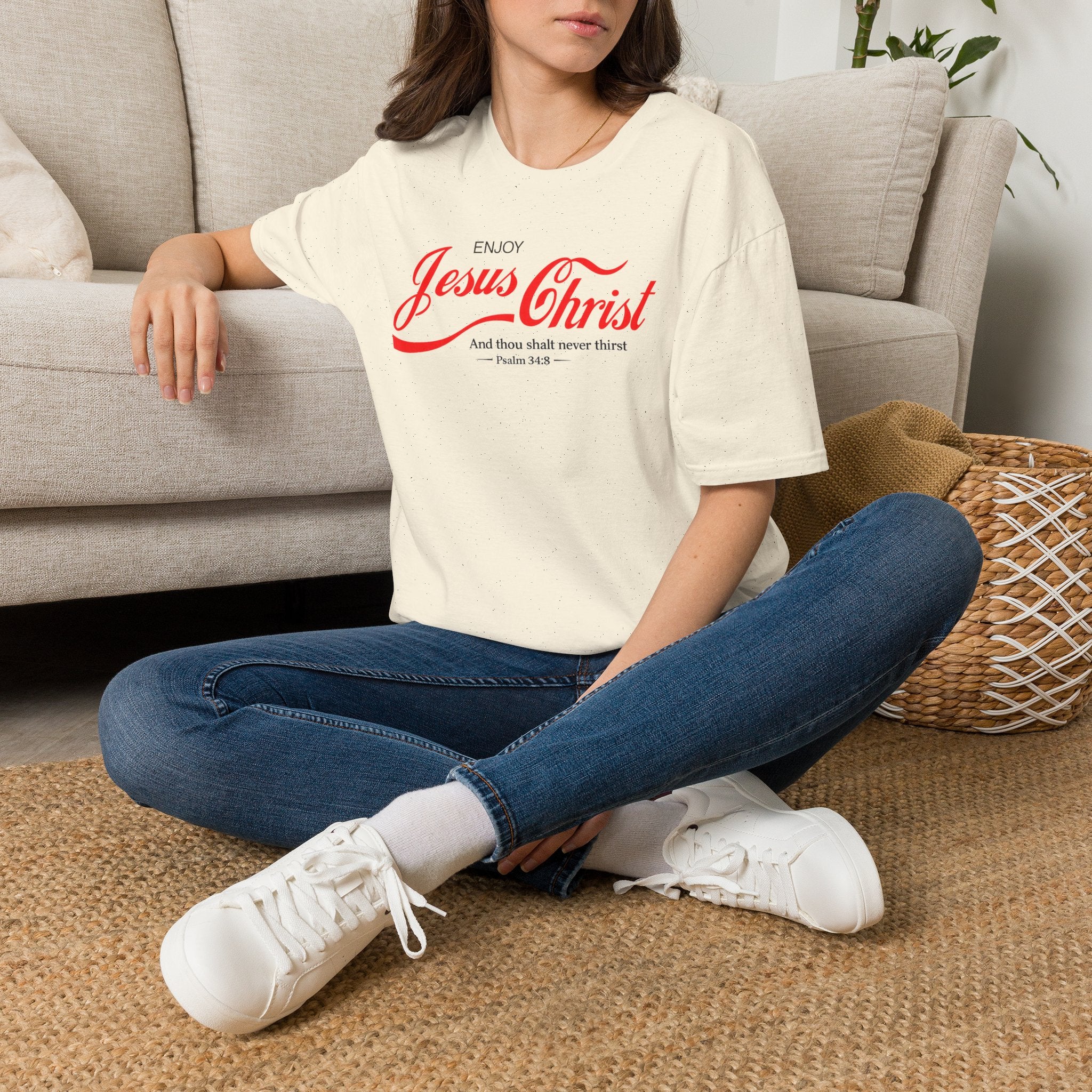Jesus Christ T-Shirt — "Enjoy Jesus Christ" Psalm 34:8 Faith Tee