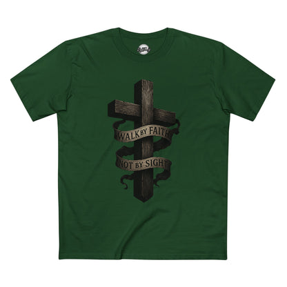 Faith Cross T-Shirt — "Walk by Faith, Not by Sight" Christian Tee