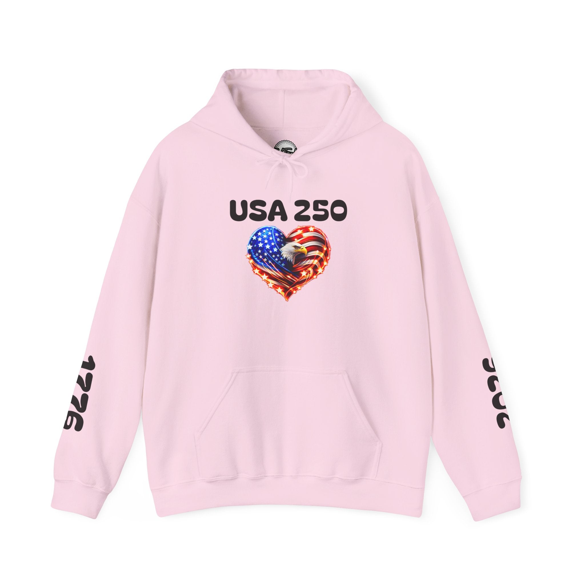 USA 250 Heart Flag Hoodie — 1776 & 2026 Patriotic Anniversary Sweatshirt