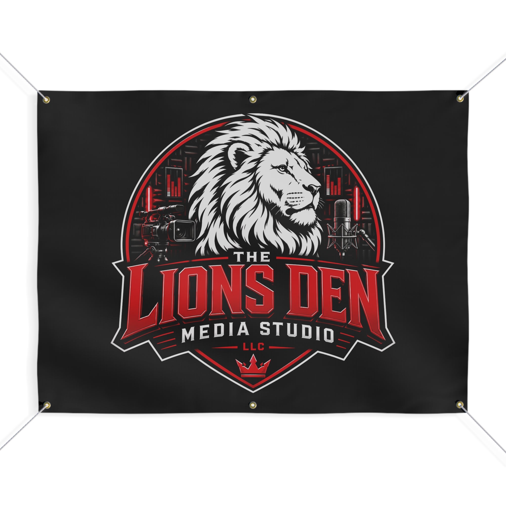 The Lions Den Media Studio Matte Banner