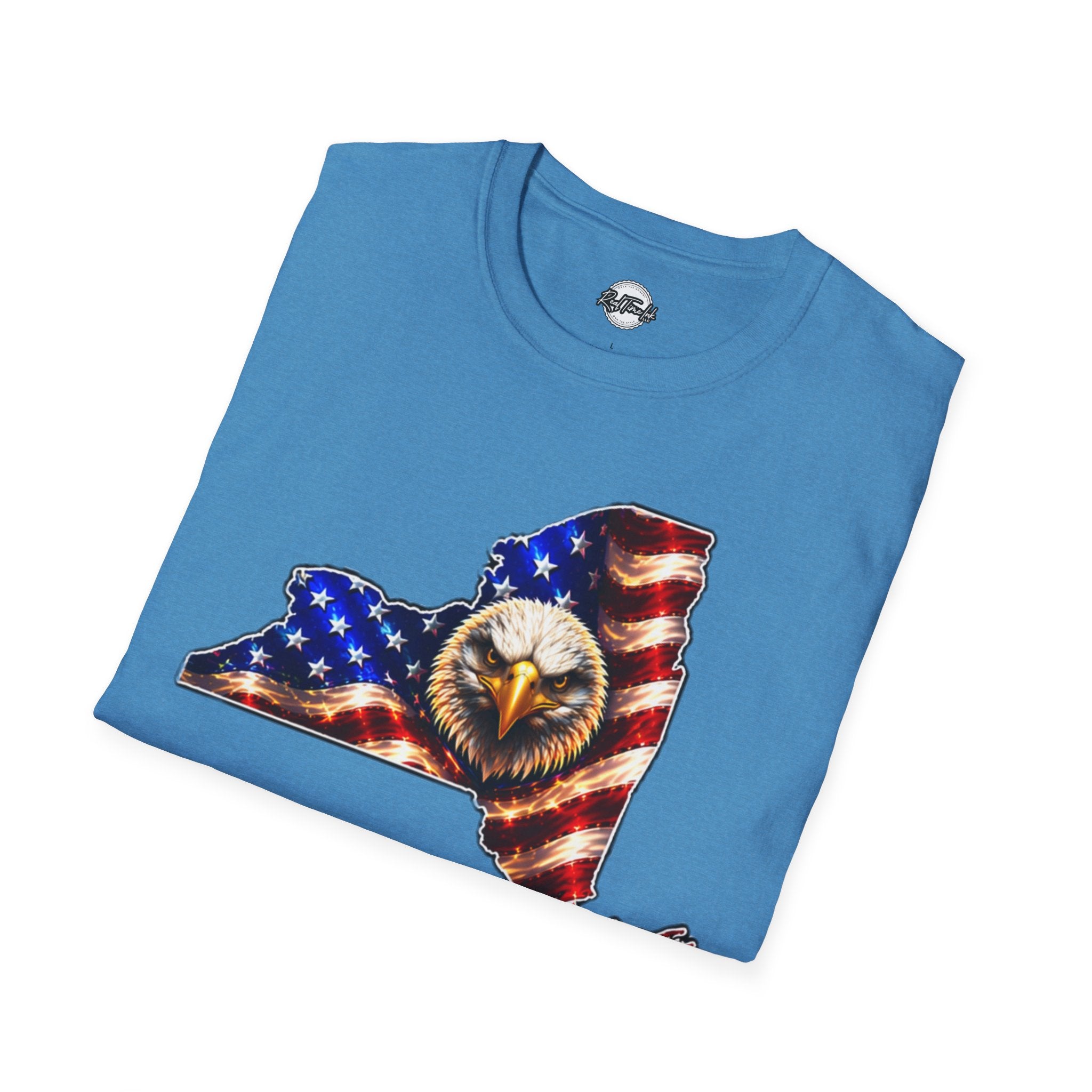 Patriotic New York State T-Shirt - American Flag Eagle Graphic