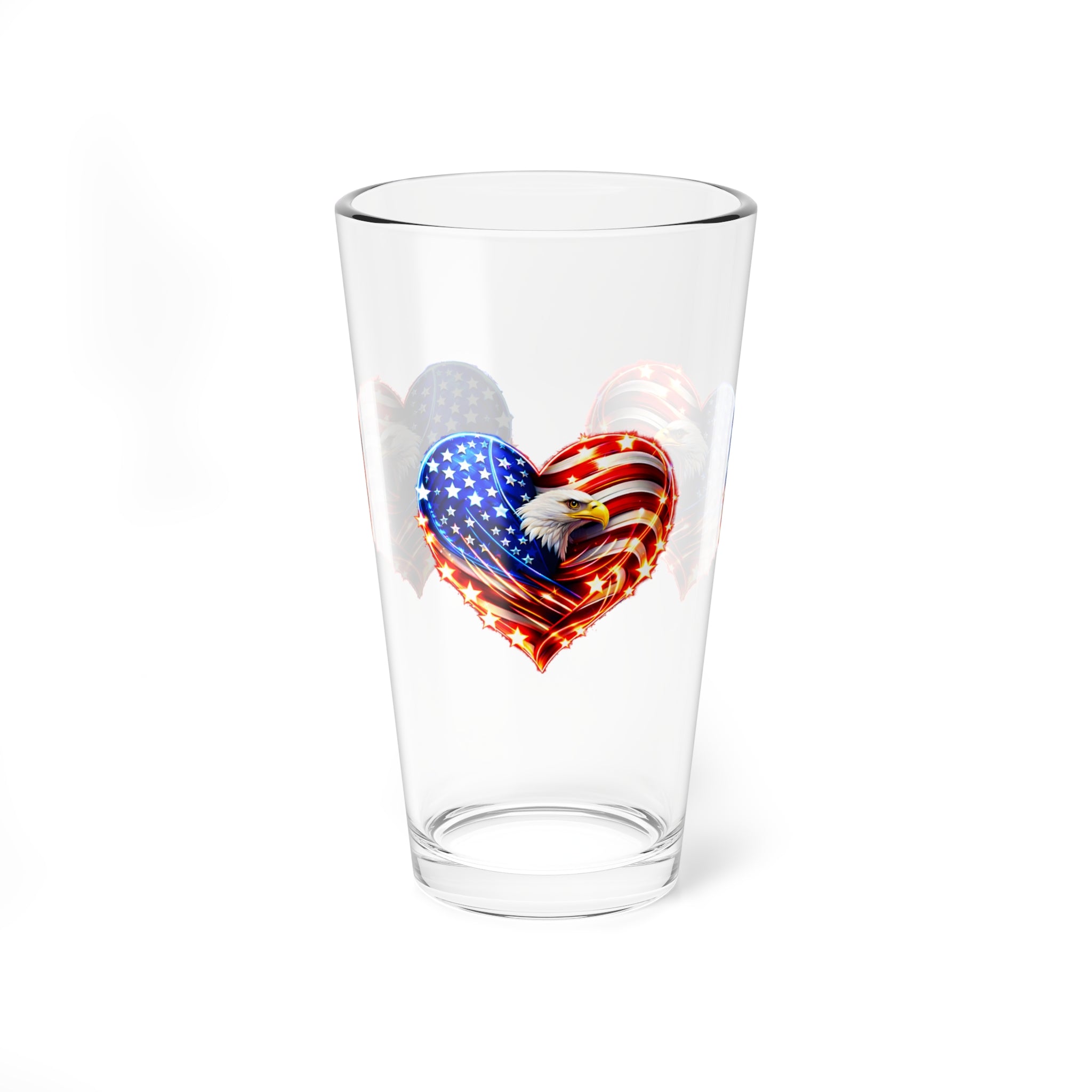 16oz Mixing Glass – USA 250 Patriotic American Flag Heart Design