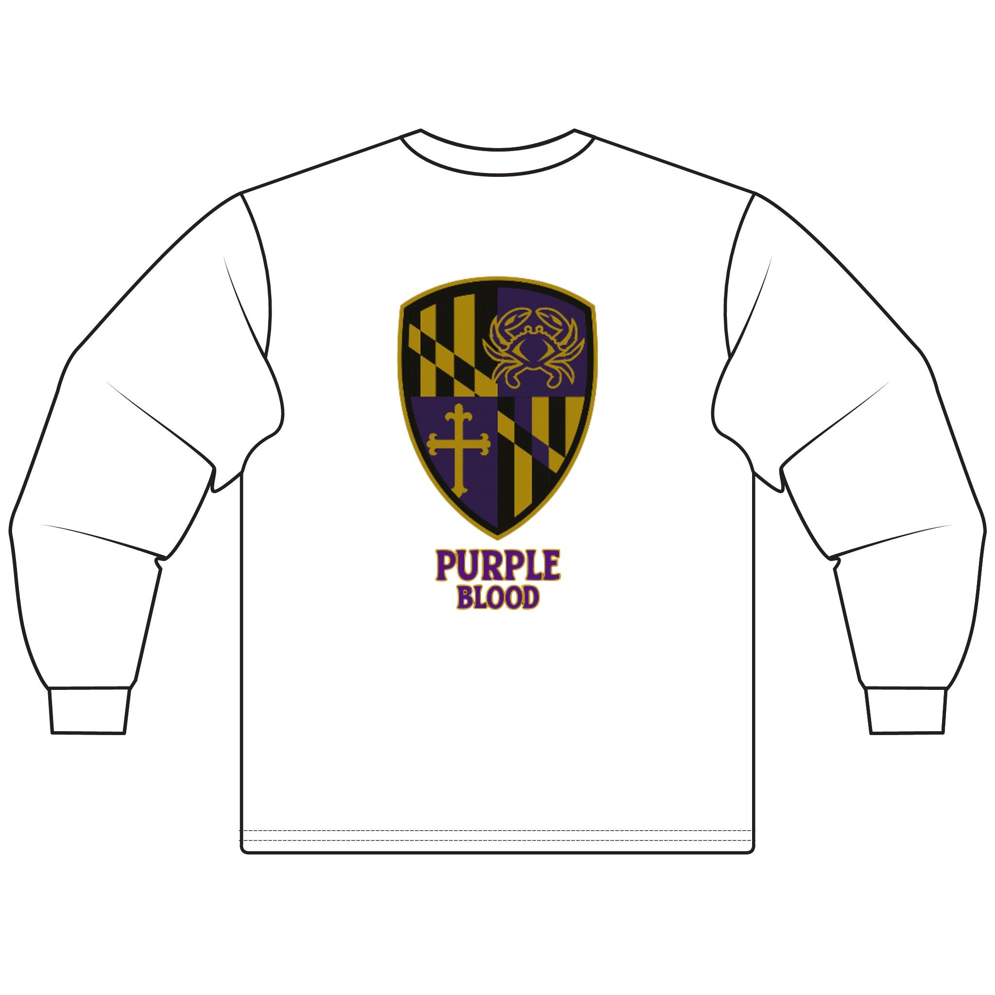 Purple Blood Unisex Long Sleeve T-Shirt, Gift for MD Fans, Maryland Pride Tee, College Apparel, Vintage Style Outfit