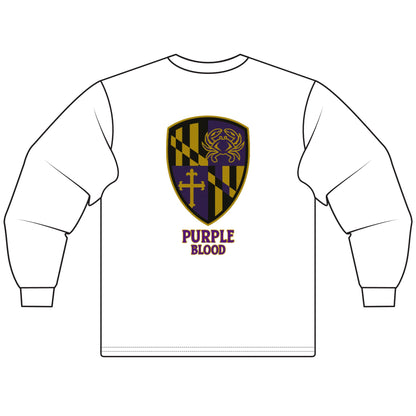 Purple Blood Unisex Long Sleeve T-Shirt, Gift for MD Fans, Maryland Pride Tee, College Apparel, Vintage Style Outfit