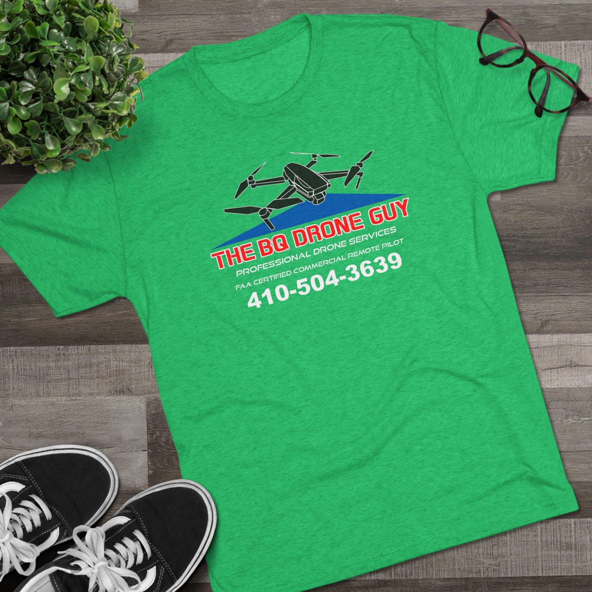 The BQ Drone guy Drone Service T‑Shirt — “The BG Drone Guy” Logo & Phone Number
