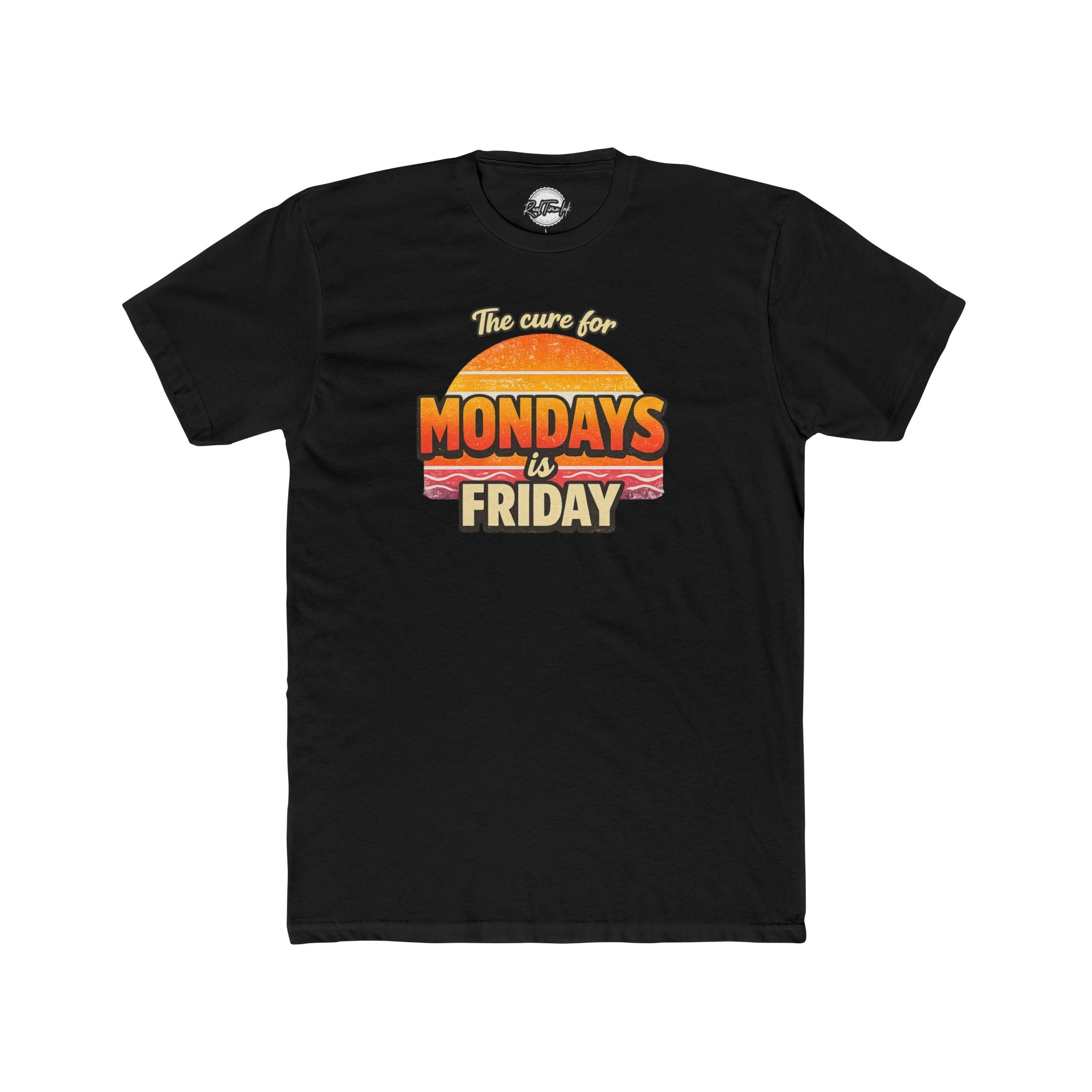 The Cure for Mondays Is Friday – Vintage Retro Sunset T-Shirt