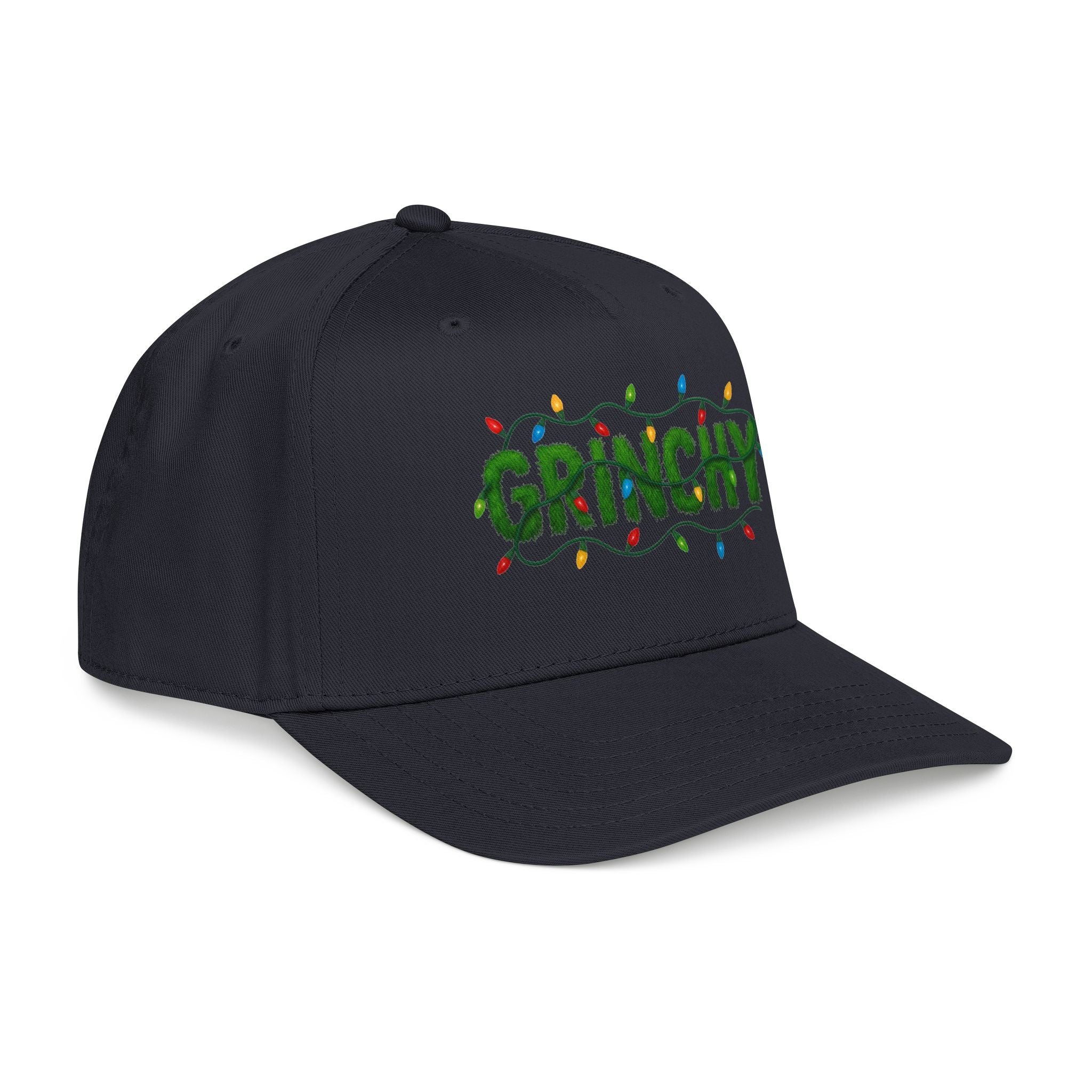 Grinchy Holiday Baseball Cap – Christmas Light Embroidered Hat