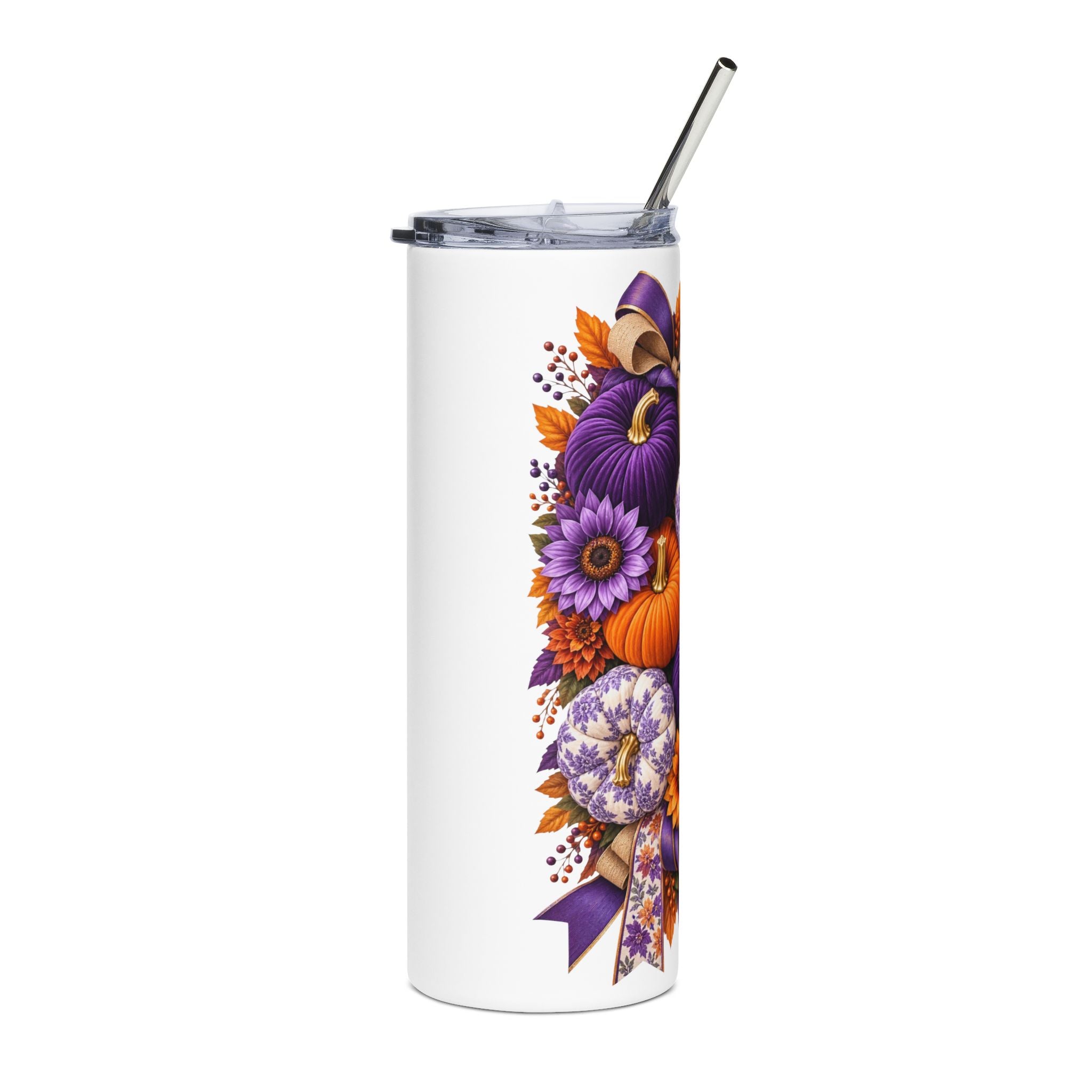 20oz Fall Pumpkin Floral Stainless Steel Tumbler