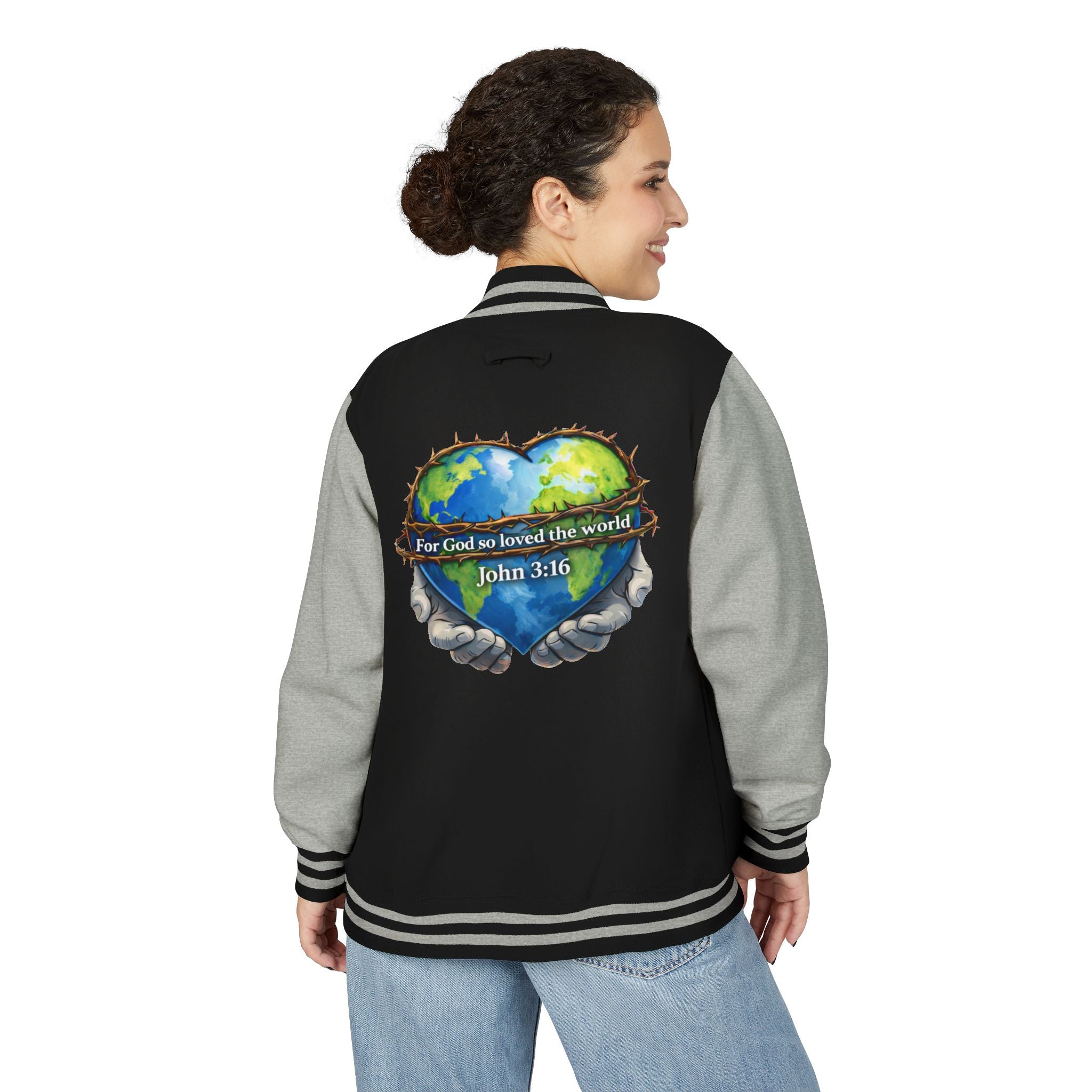 John 3:16 Letterman Jacket — 'God So Loved the World' Varsity Jacket