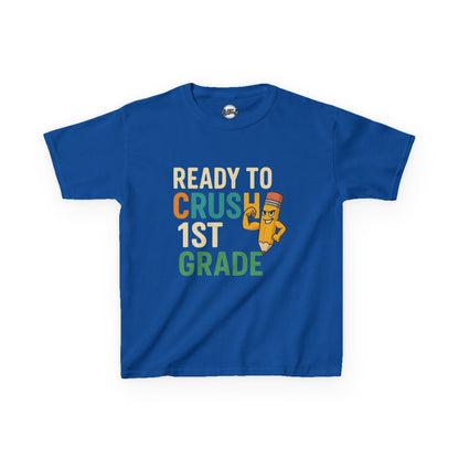 Ready to Crush 1st Grade Kids Tee, Back to School Shirt, Funny Kids T-Shirt, Classroom Apparel, Birthday Gift for Boys