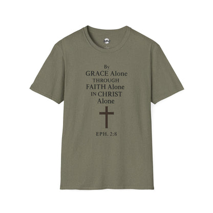 Faith-Inspired Unisex Softstyle T-Shirt - By Grace Alone Through Faith Alone in Christ Alone