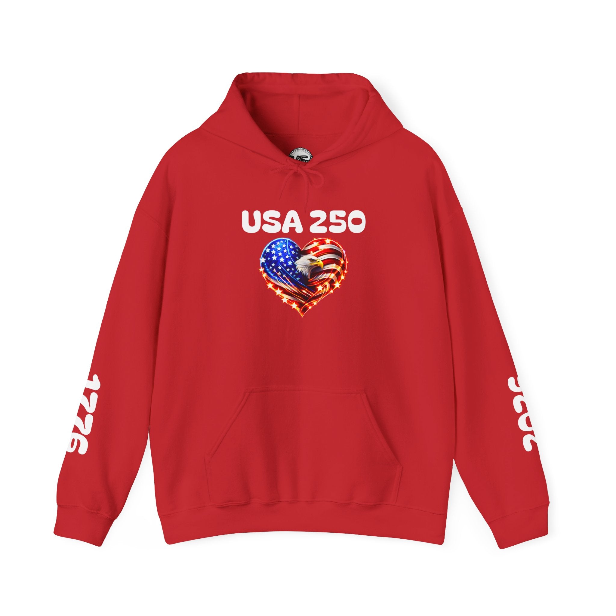 USA 250 Heart Flag Hoodie — 1776 & 2026 Patriotic Anniversary Sweatshirt