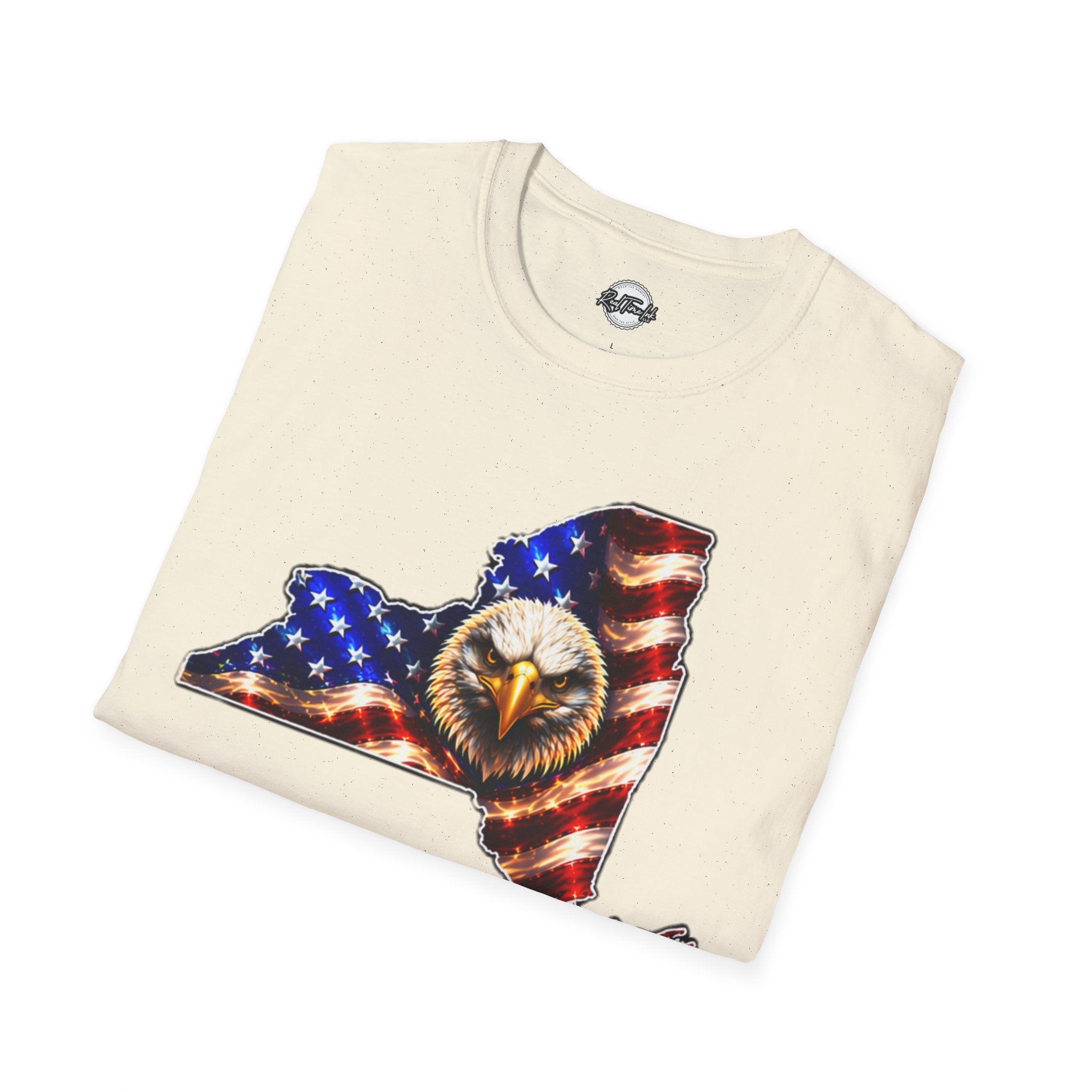 Patriotic New York State T-Shirt - American Flag Eagle Graphic