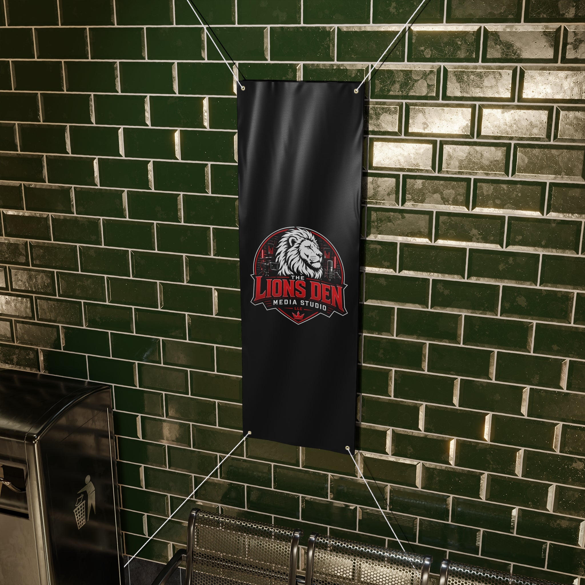 The Lions Den Media Studio Matte Banner