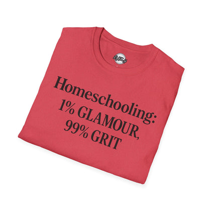 Homeschooling Grit T-Shirt - Unisex Softstyle Tee, Funny Parenting Gift, Education Shirt, Back-to-School, Family Life Apparel
