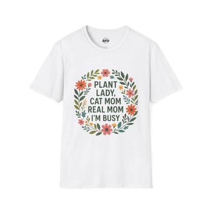 Plant Lady Cat Mom T-Shirt - Unisex Softstyle Tee for Nature Lovers
