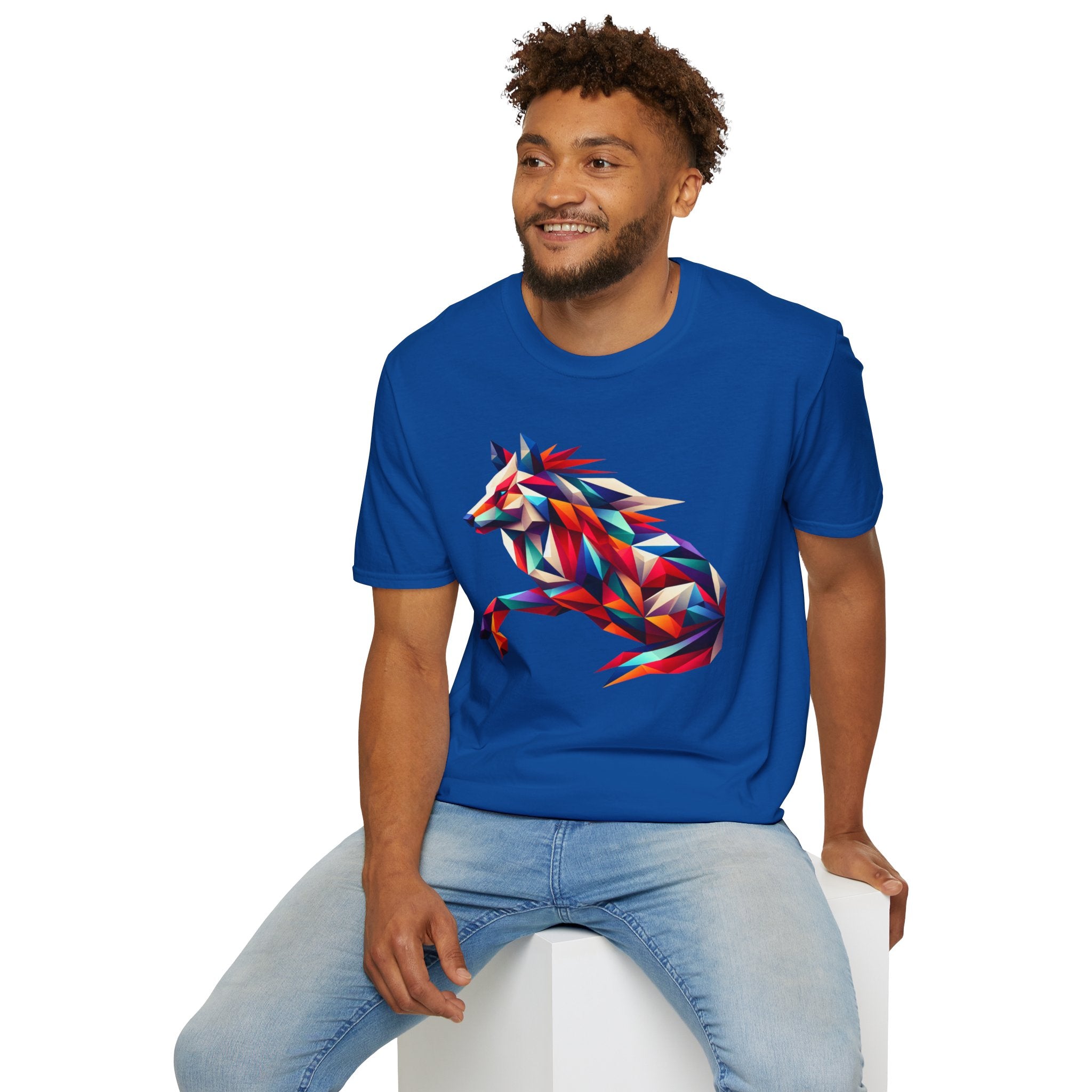 Colorful Geometric Wolf T-Shirt | Unisex Softstyle Tee
