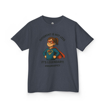 Kids Autism Superhero Tee - 'Different is Not Less, It's Legendary!'
