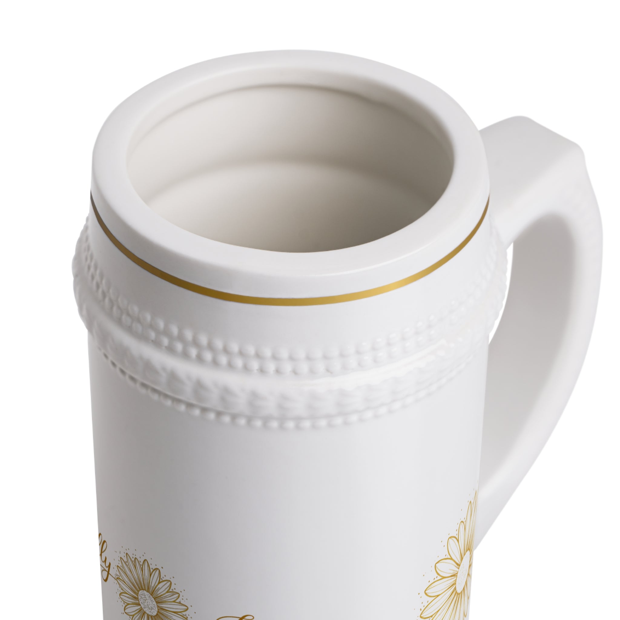 Beer Stein Mug — Actually I Can Floral Ceramic Stein with Gold Accent