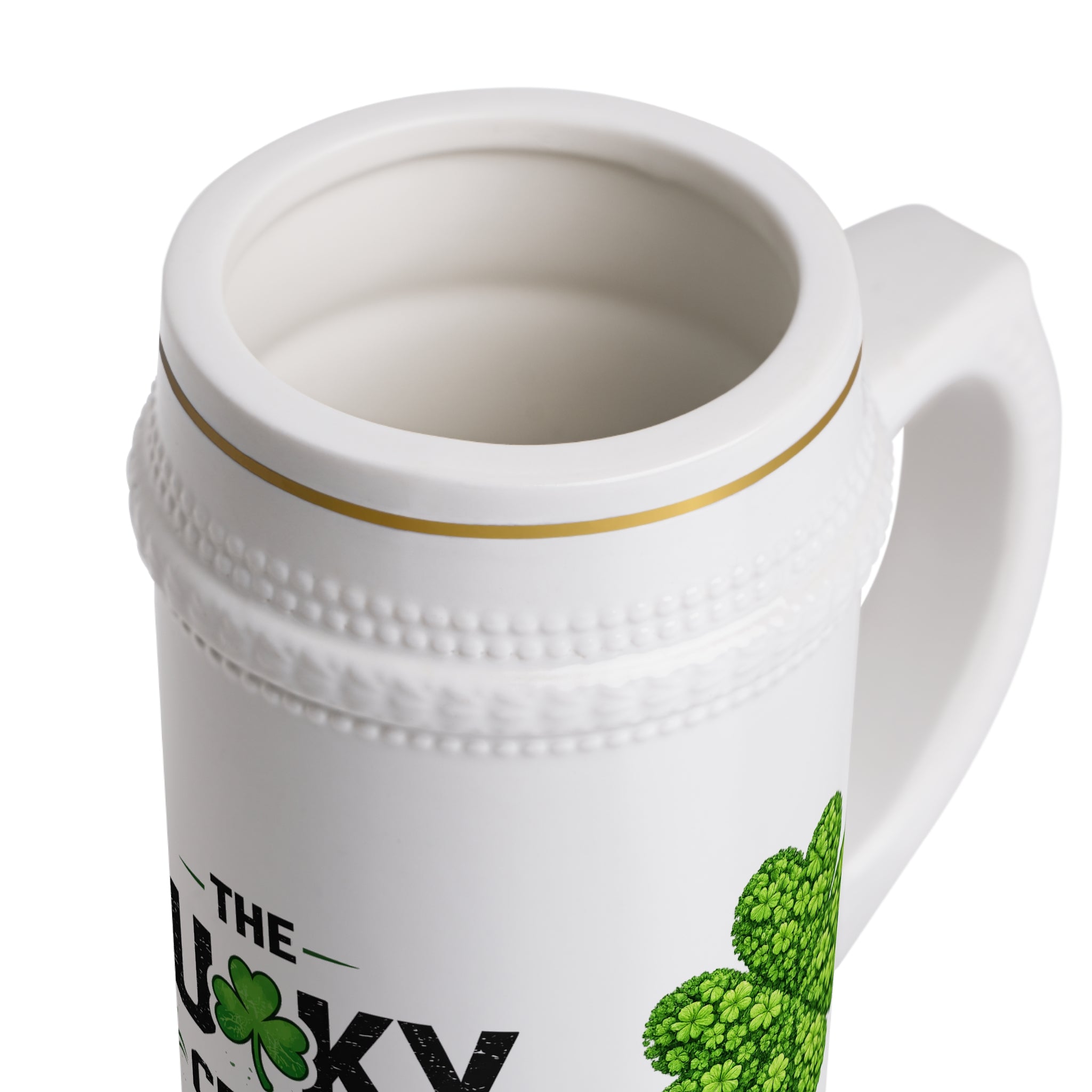 The Lucky Crew Beer Stein — St. Patrick’s Day Shamrock Ceramic Mug