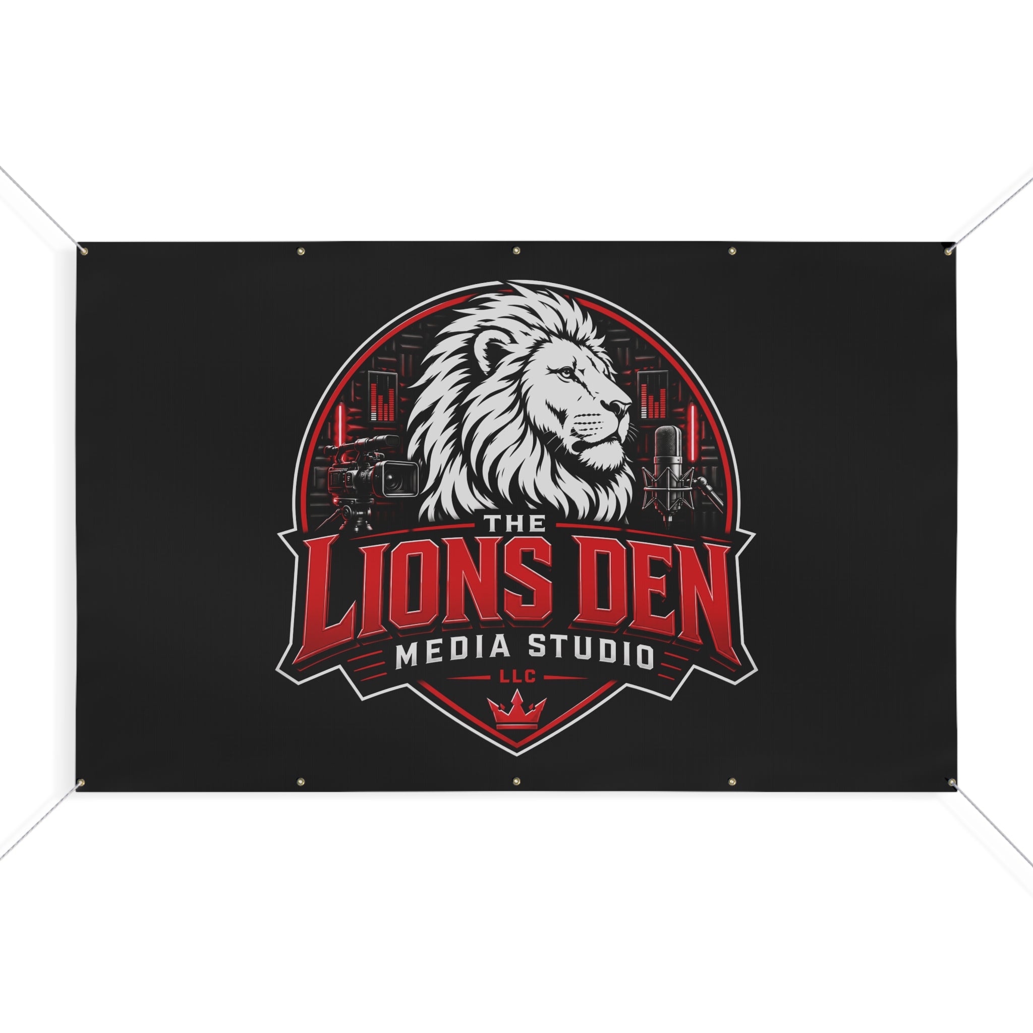 The Lions Den Media Studio Matte Banner