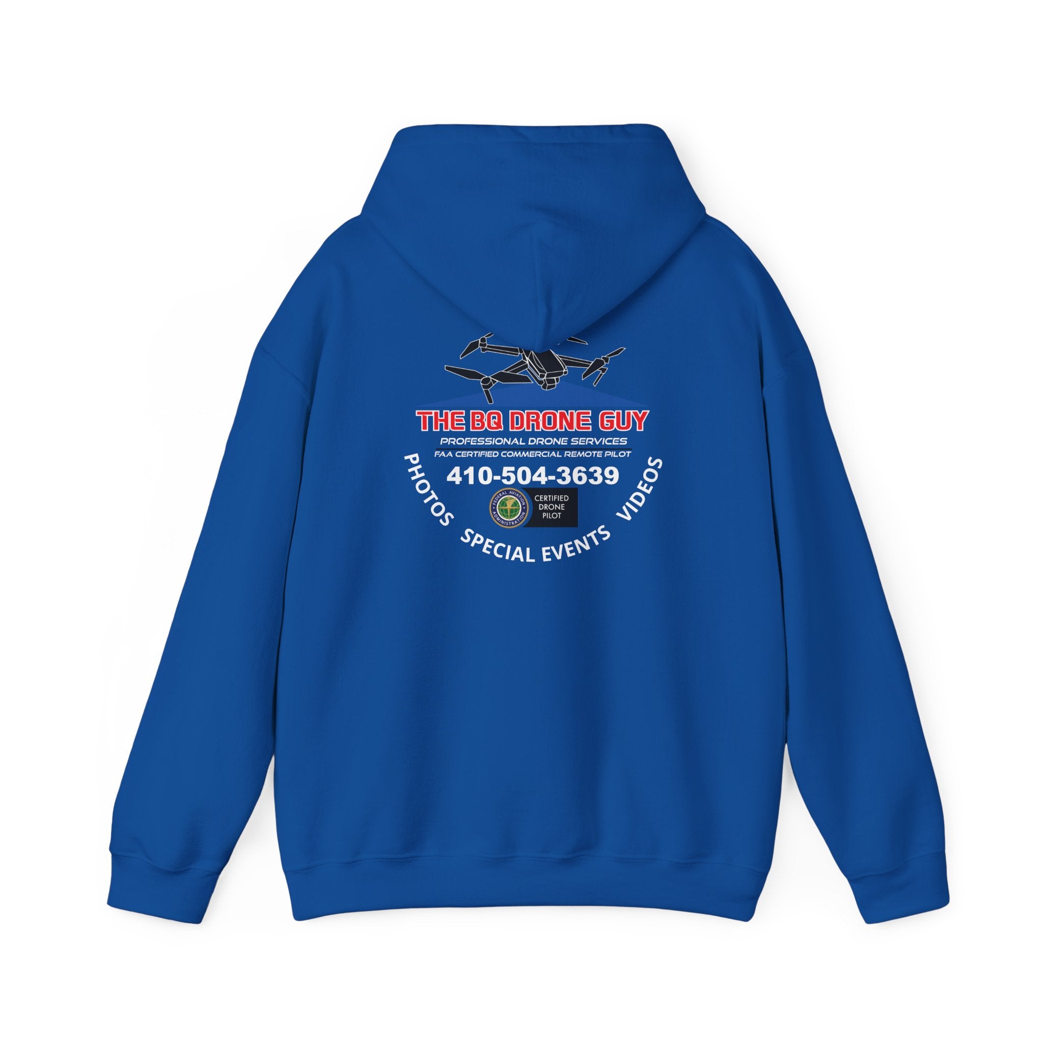 The BQ drone guy Hoodie - "The BQ Drone Guy Logo Back & Chest