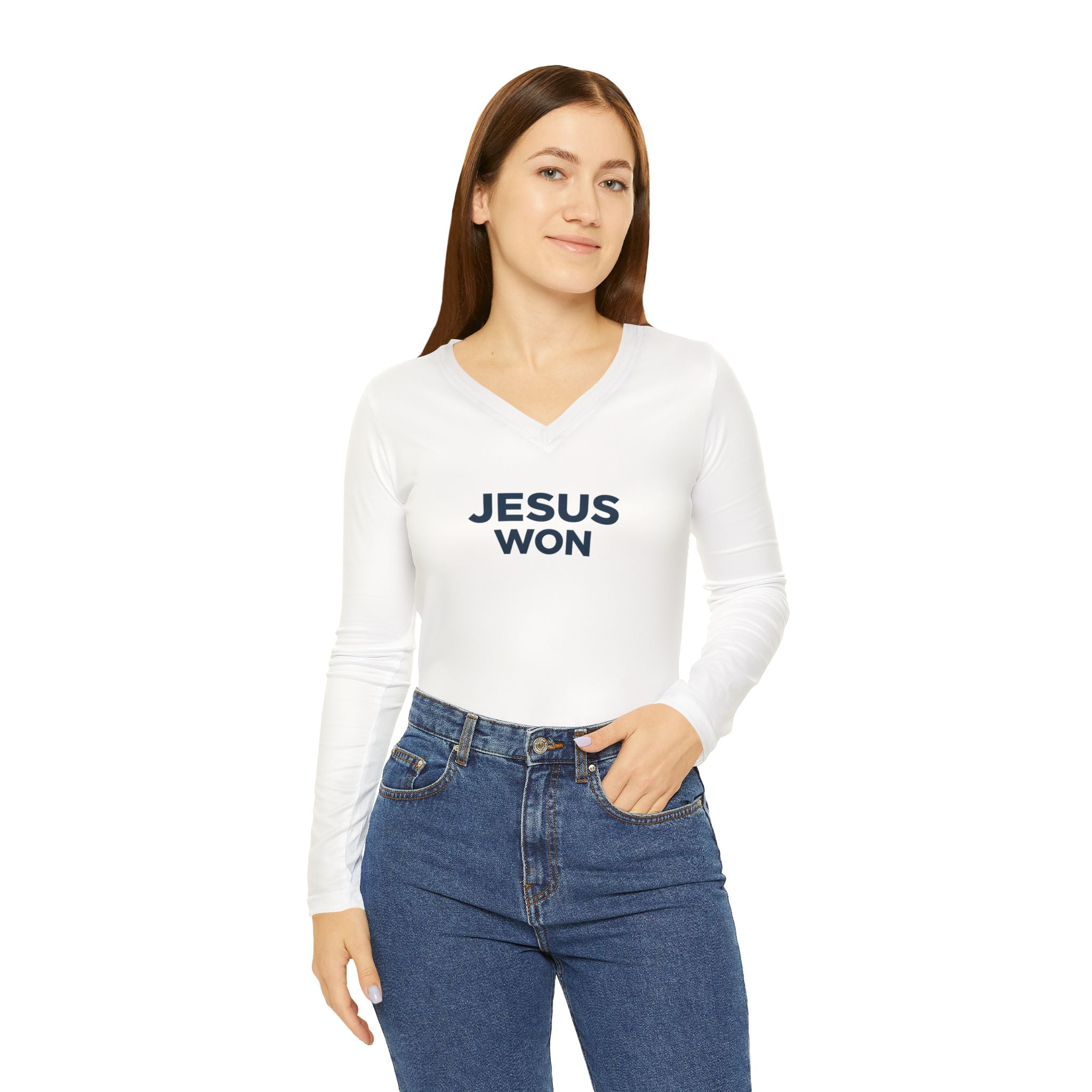 Jesus Won Women's V-Neck Long Sleeve Shirt