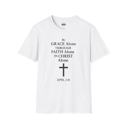 Faith-Inspired Unisex Softstyle T-Shirt - By Grace Alone Through Faith Alone in Christ Alone