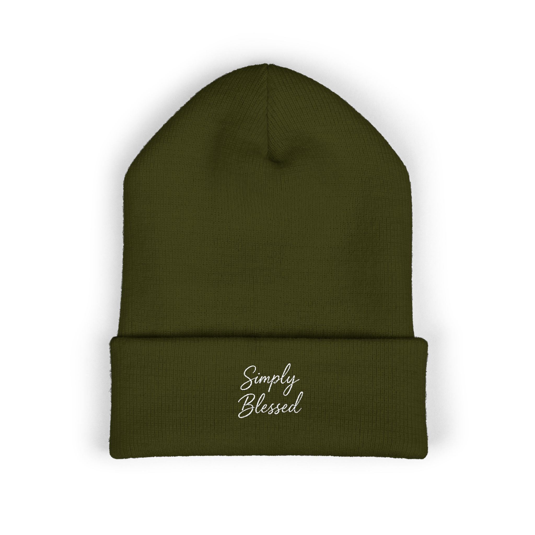 Simply Blessed Embroidered Beanie - Cozy Classic Knitted Hat for Everyday Wear