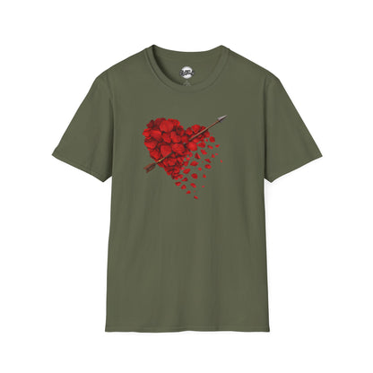Rose Petal Heart T-Shirt — Arrow-Pierced Romantic Valentine Tee